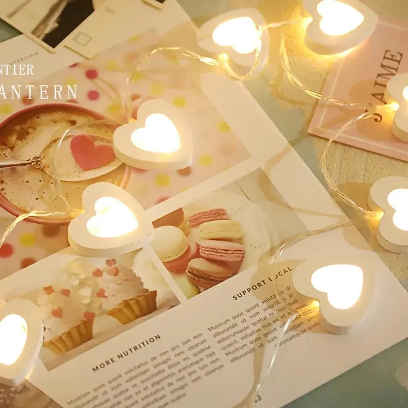 Wooden Heart Shaped Christmas Indoor Decoration LED String Light